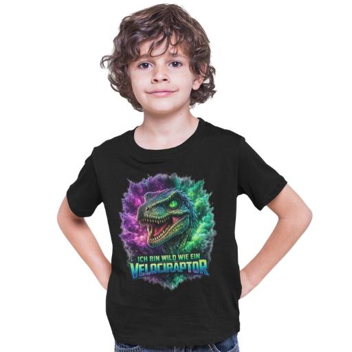Kinder-Shirt „Ich bin wild wie ein Velociraptor“