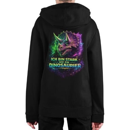 Kinder-Hoodie „Ich bin stark wie ein Dinosaurier“