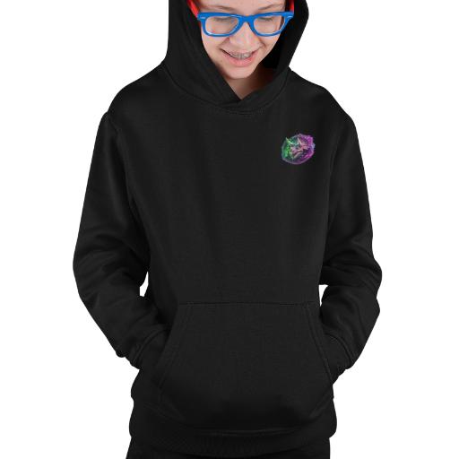 Kinder-Hoodie „Ich bin stark wie ein Dinosaurier“