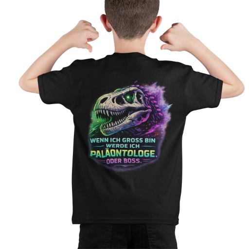 Kinder-Shirt „Paläontologe. Oder Boss.“ mit Front- & Rückenprint