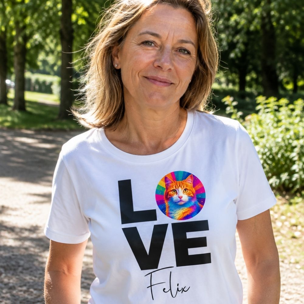 Personalisiertes Katzen-Shirt "Popart Love"