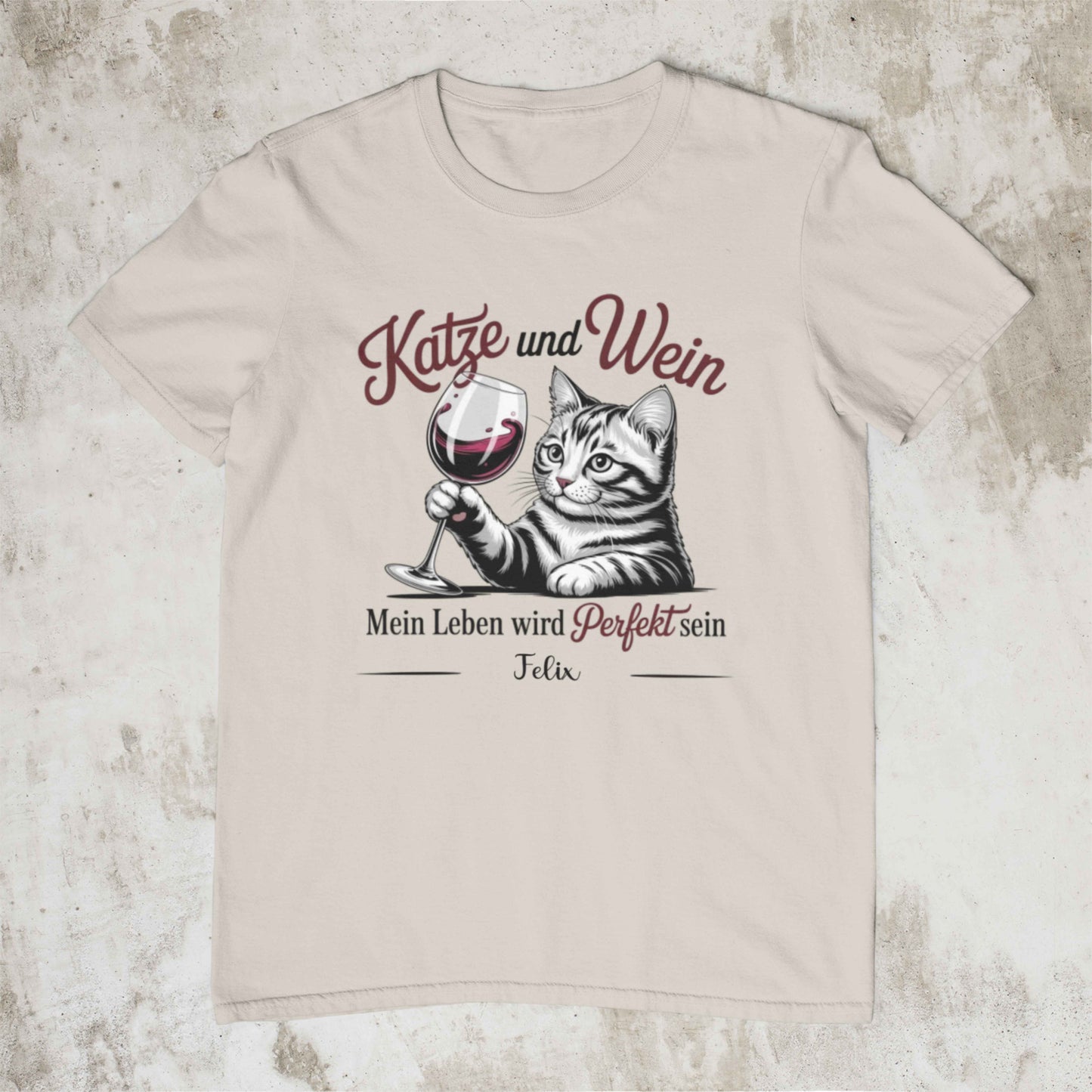 Katze/Wein – Personalisiertes Shirt